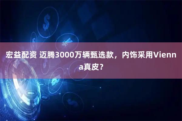 宏益配资 迈腾3000万辆甄选款，内饰采用Vienna真皮？