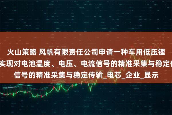 火山策略 风帆有限责任公司申请一种车用低压锂电池保护系统专利，实现对电池温度、电压、电流信号的精准采集与稳定传输_电芯_企业_显示
